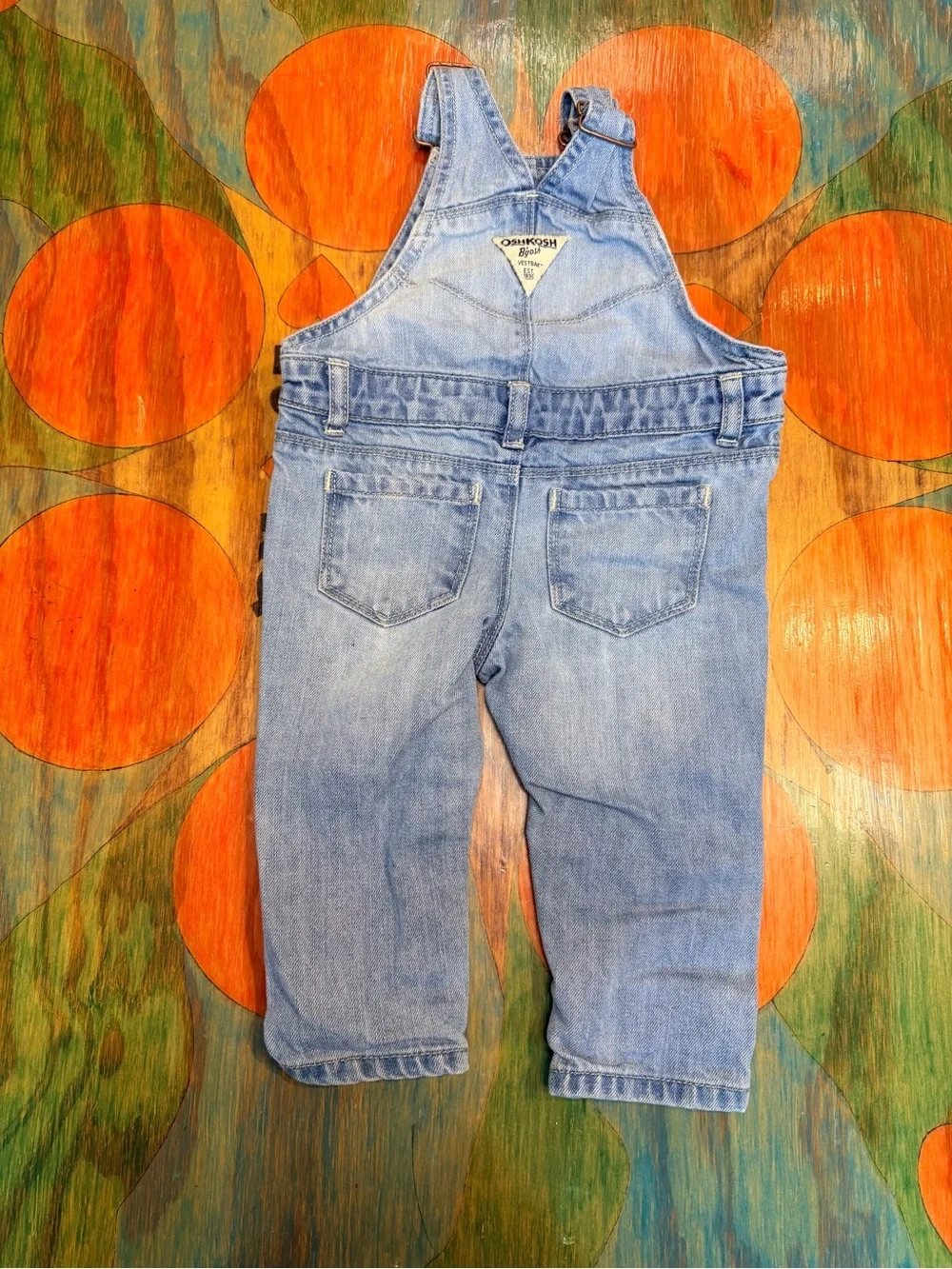 OshKosh B’gosh Overalls Toddler Size 9 Months Blue Distressed Cotton Denim Bibs